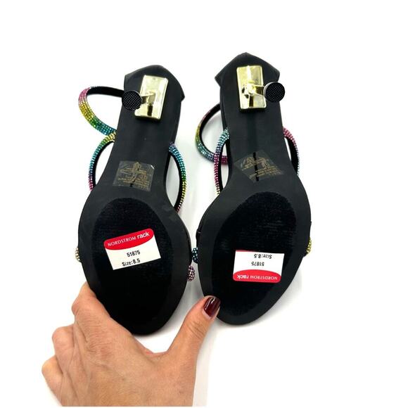 NWT Chase + Chloe Stiletto Rainbow Rhinestone Strappy Heels, Women's 8.5 (FF) - Picture 9 of 9